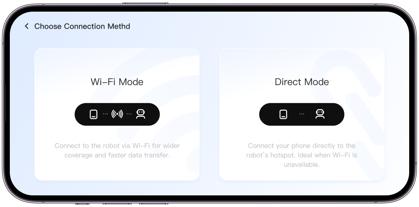 Booster App connection mode selection