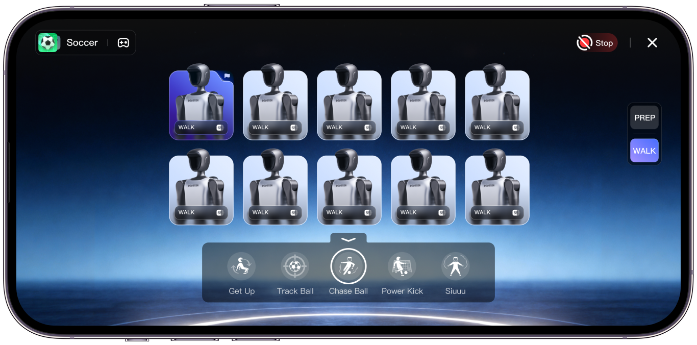 Booster App multi-robot control interface